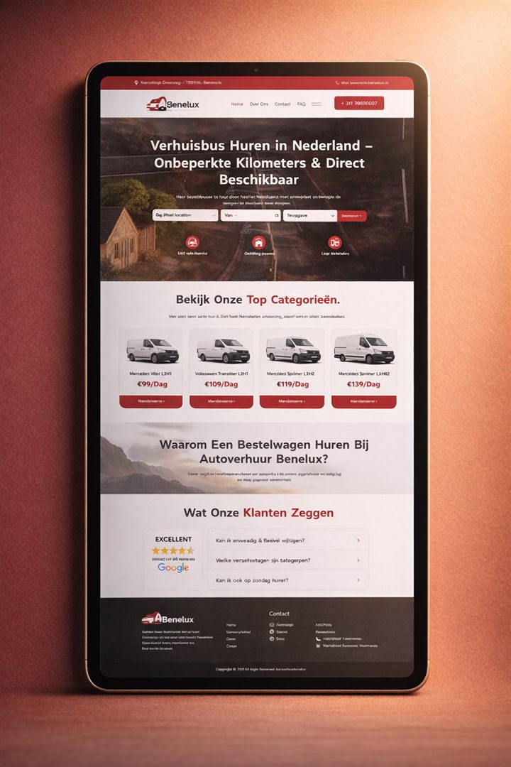 Autoverhuur Benelux Website Development website presentation